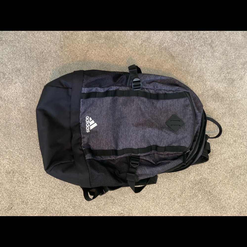 Adidas Grey & Black backpack. EUC. carried a week.